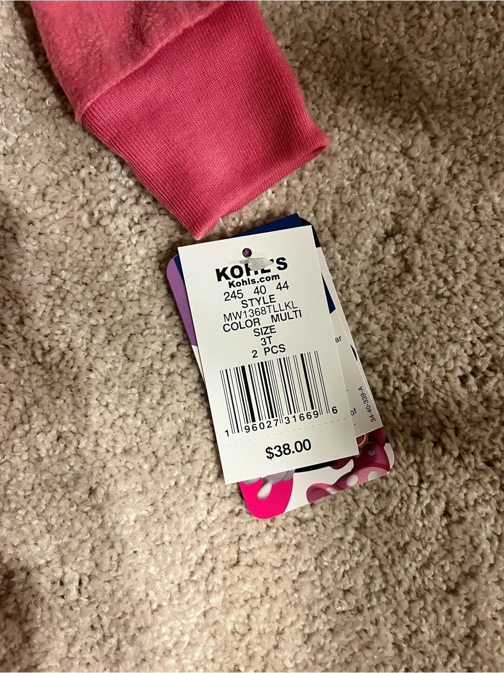 NEW Minnie Mouse Pink Polka Dot Kids Pajama Set size 3T